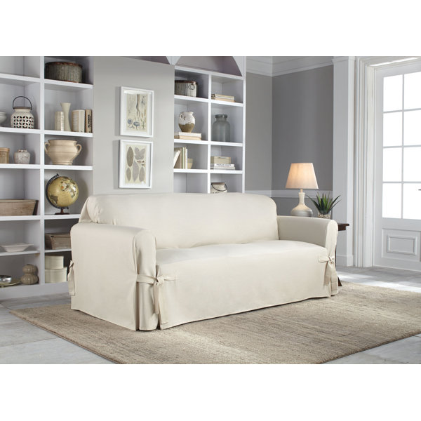 Cotton Duck Box Cushion Loveseat Slipcover By Serta