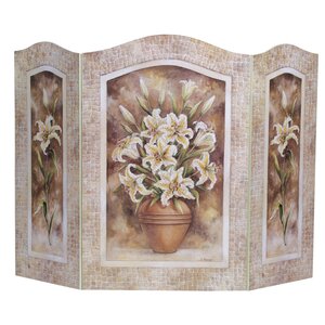 Lily Flower 3 Panel Fireplace Screen