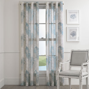 Seabeck Floral Semi-Sheer Grommet Single Curtain Panel
