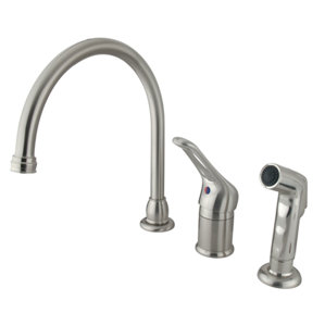 Kingston Brass Wyndham Single Loop Handle Kitchen Faucet with Non-Metallic Side Sprayer