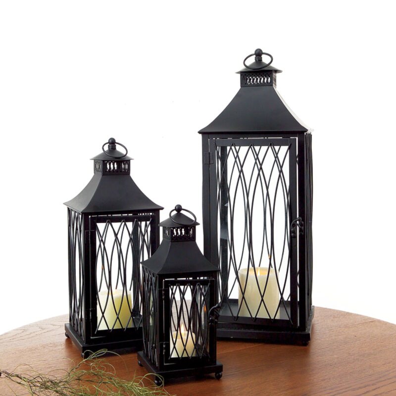 Charlton Home 3 Piece Metal Lantern Set &amp; Reviews | Wayfair