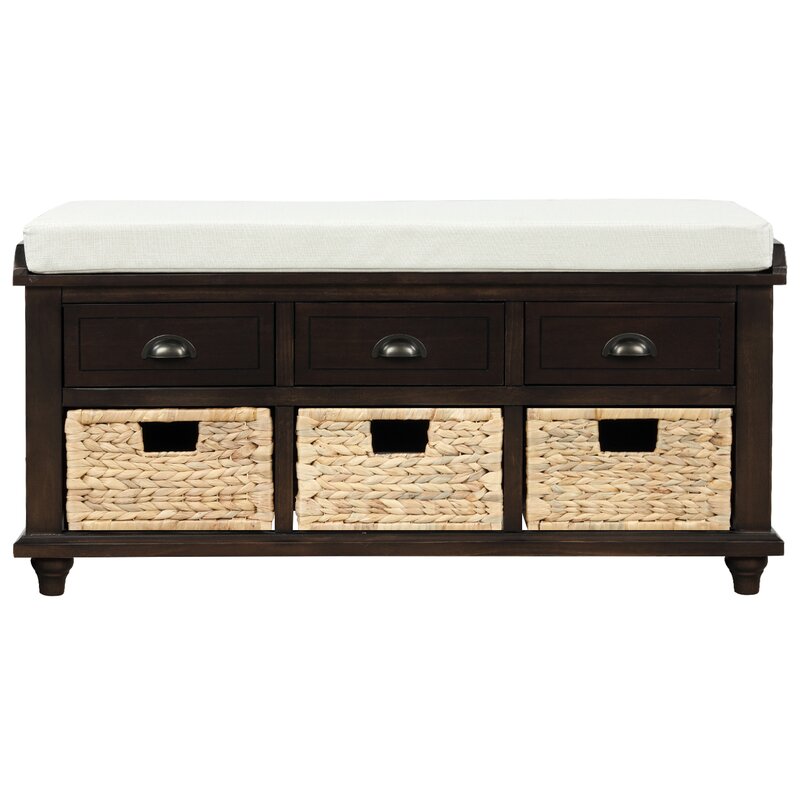 Longshore Tides Rustic Storage Bench With 3 Drawers And 3