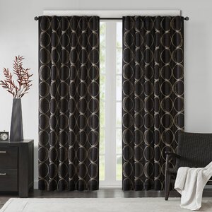 Keaton Geometric Room Darkening Rod Pocket Single Curtain Panel