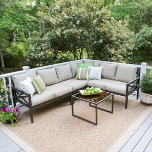 Blakely 5 Piece Aluminum Sectional Seating Group with Cushions