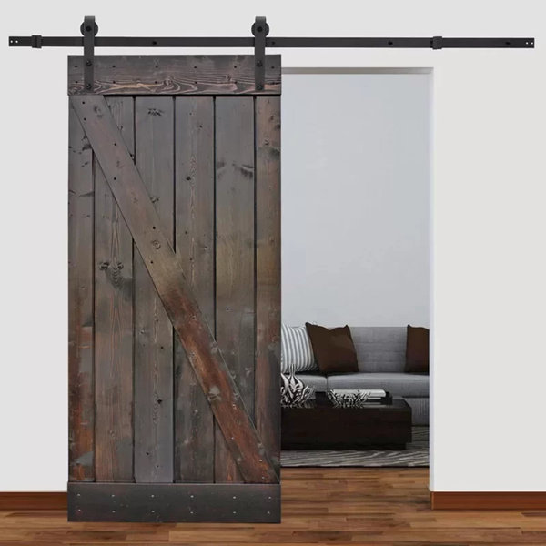 Solid Wood Paneled Pine Slab Interior Barn Door by Calhome