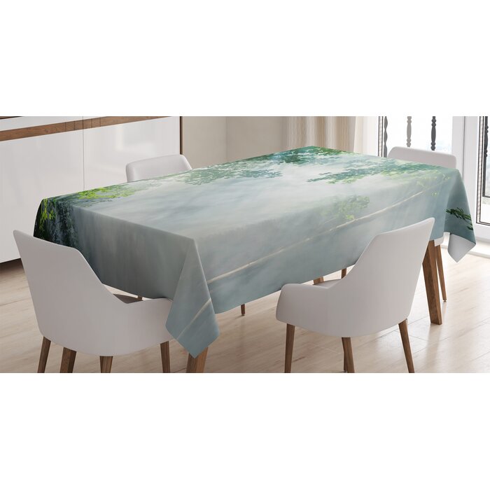 Ambesonne Rainforest Tablecloth Sunbeam Between Shadows Of Trees Idyllic Scenery Of Solitude In Jungle Theme Rectangular Table Cover For Dining Room