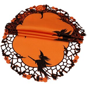 Witch Embroidered Cutwork Halloween Doily (Set of 4)