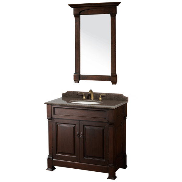 Andover 36 Single Dark Cherry Bathroom Vanity Set with Mirror by Wyndham Collection