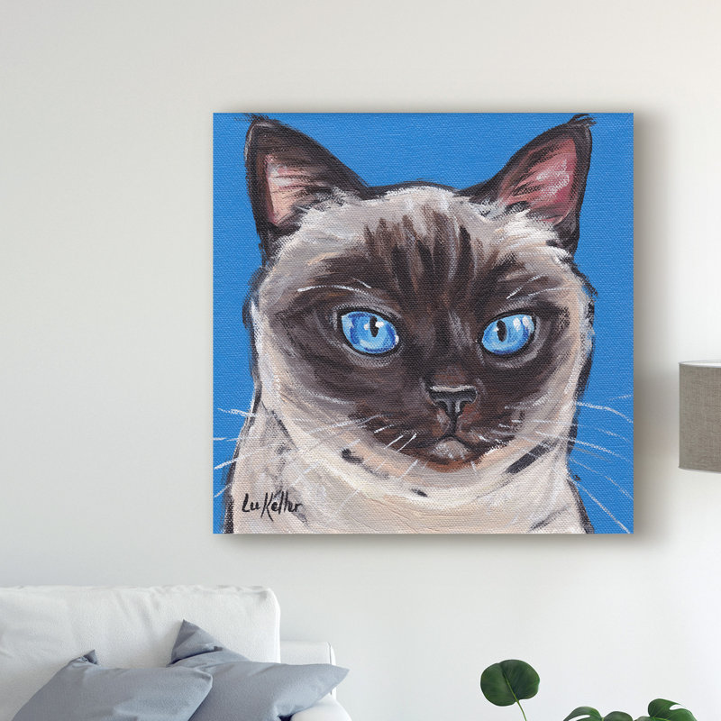 Winston Porter Cat Siamese On Blue Acrylic Painting Print On