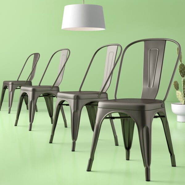 Chelsea Metal Slat Back Stacking Side Chair (Set Of 4) By Hashtag Home