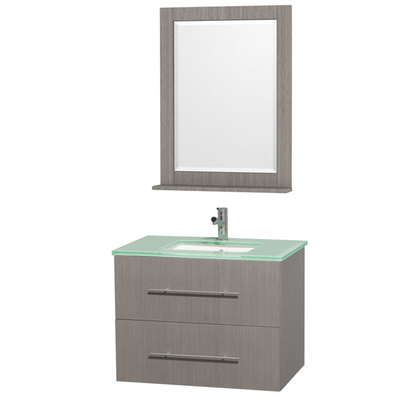 Centra 30 Single Gray Oak Bathroom Vanity Set with Mirror by Wyndham Collection