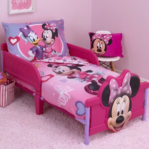 Minnie Mouse Hearts and Bows 4 Piece Toddler Bedding Set