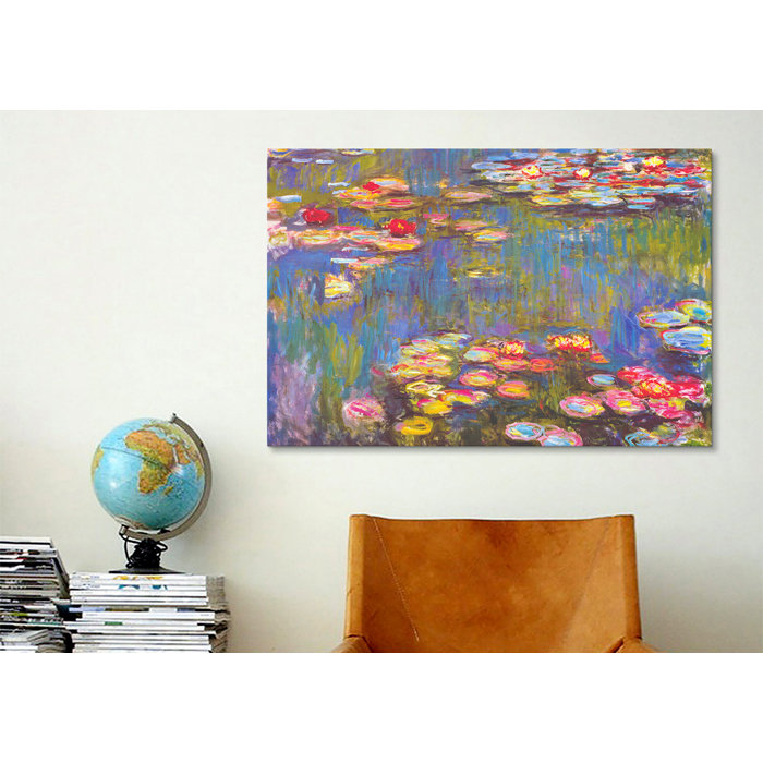 10 by 10-Inch 3dRose qs/_45041/_1 Monets Water Lilys with Violet Border Quilt Square