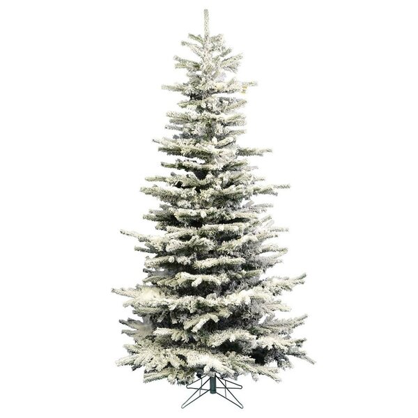 Heavy Flocked Slim Green/White Artificial Christmas Tree with 250 Clear Lights by The Holiday Aisle