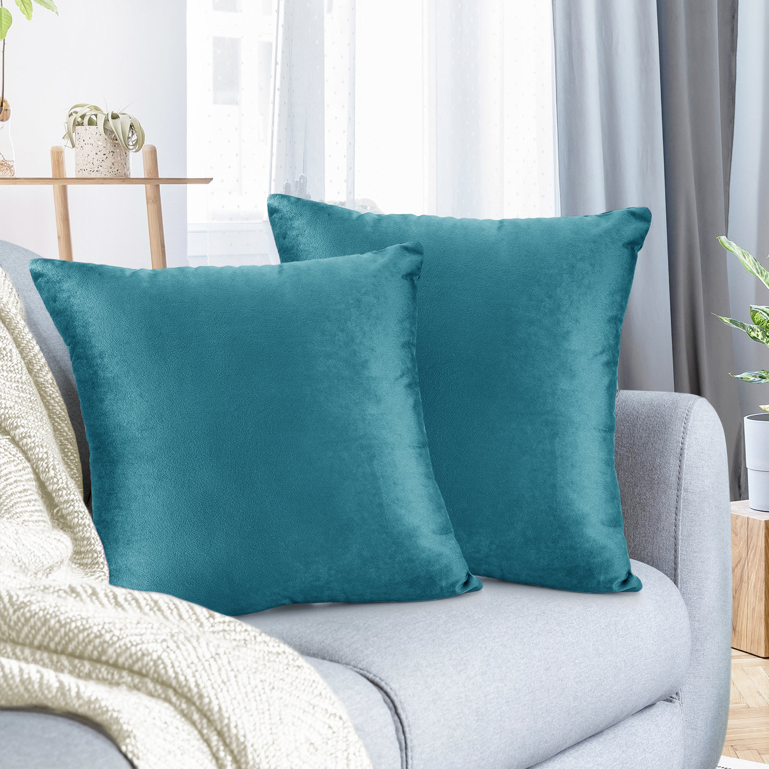 large blue couch pillows