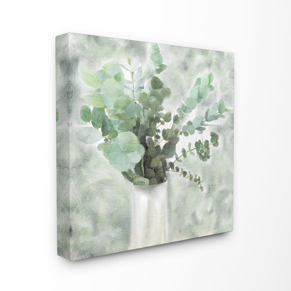 Gracie Oaks Sage Green Painterly Eucalyptus In White Vase By