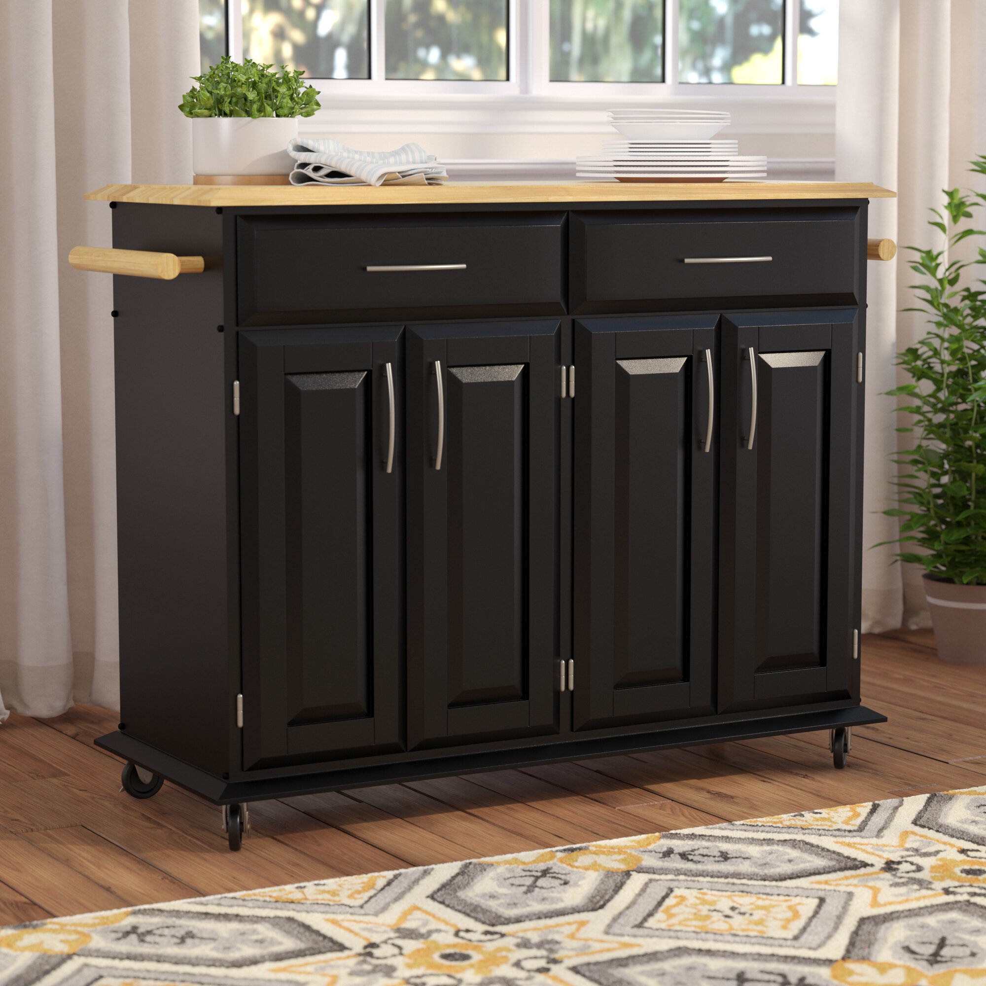 Charlton Home Hamilton Kitchen Island With Wood Top Reviews