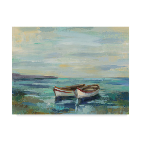 Breakwater Bay Boats At The Beach Acrylic Painting Print On Wrapped Canvas Wayfair