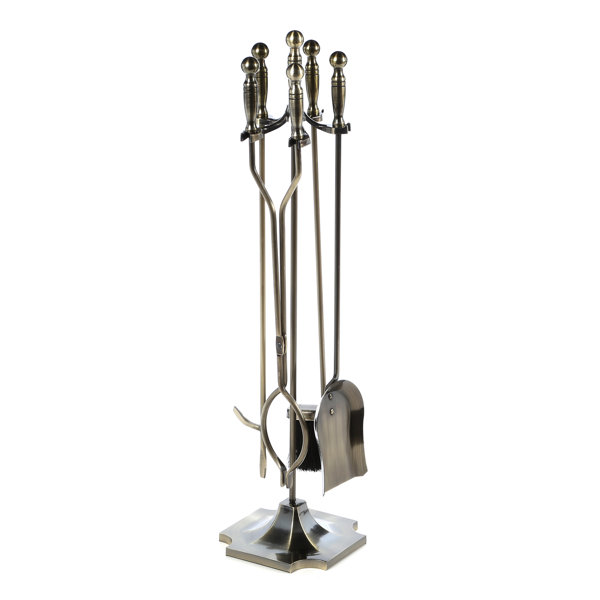 4 Piece Round base Fireplace Tool Set With Stand by Uniflame Corporation