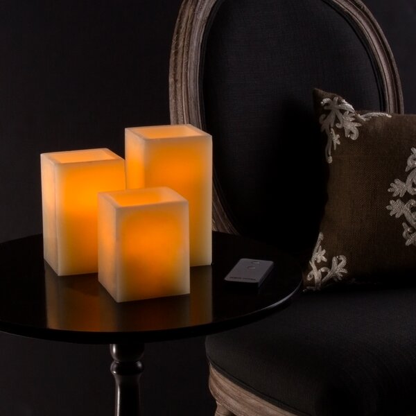 3 Piece Square Scented Flameless Candle Set by Lavish Home