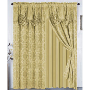 Loyola Damask Room Darkening Thermal Rod Pocket Curtain Panels (Set of 2)