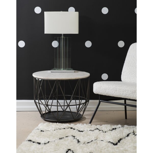 Moua Marble Top Drum End Table By Everly Quinn