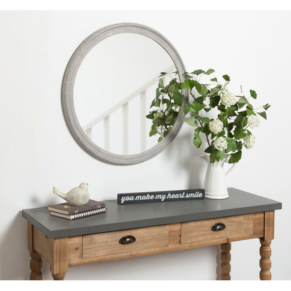 Kate And Laurel Man Round Wooden Decorative Accent Wall Mirror 28 Inch Diameter Distressed Grey Kate And Laurel Man Round Wooden Decorative Accent Wall Mirror 28 Inch Diameter Distressed Grey