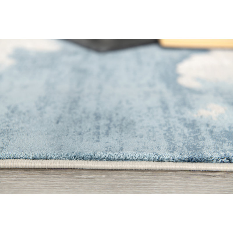 Ivy Bronx Kraus Modern Abstract Cream Light Blue Area Rug Wayfair