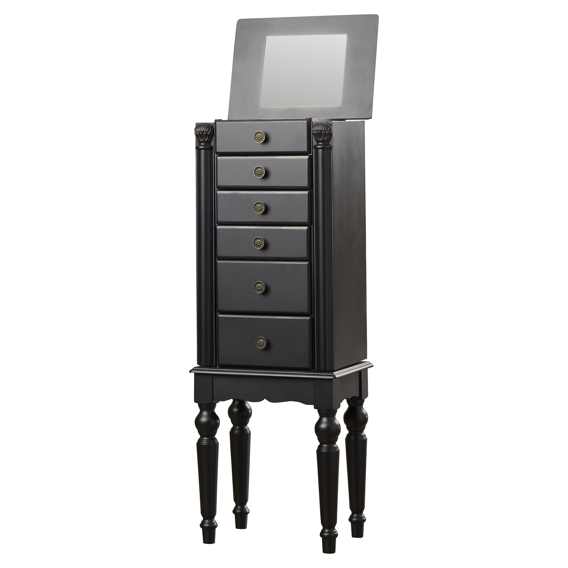 Fontanes Black Petite Ebony Jewelry Armoire With Mirror Reviews