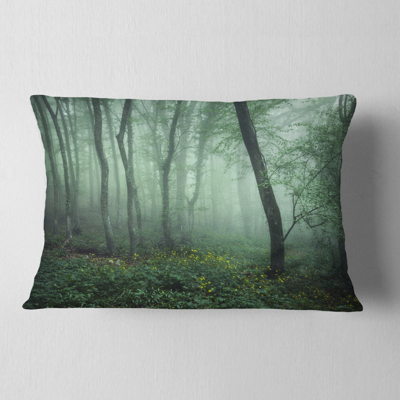 East Urban Home Landscape Trail Through Dark Foggy Forest Lumbar Pillow Wayfair