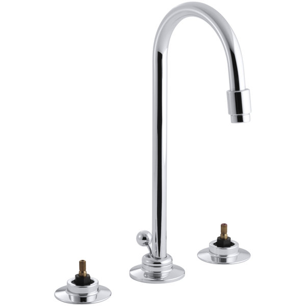 Triton Widespread Commercial Bathroom Sink Faucet with Gooseneck Spout and Pop-Up Drain, Requires Handles by Kohler