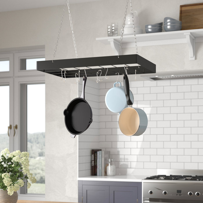 Rebrilliant Rectangular Hanging Pot Rack Reviews Wayfair