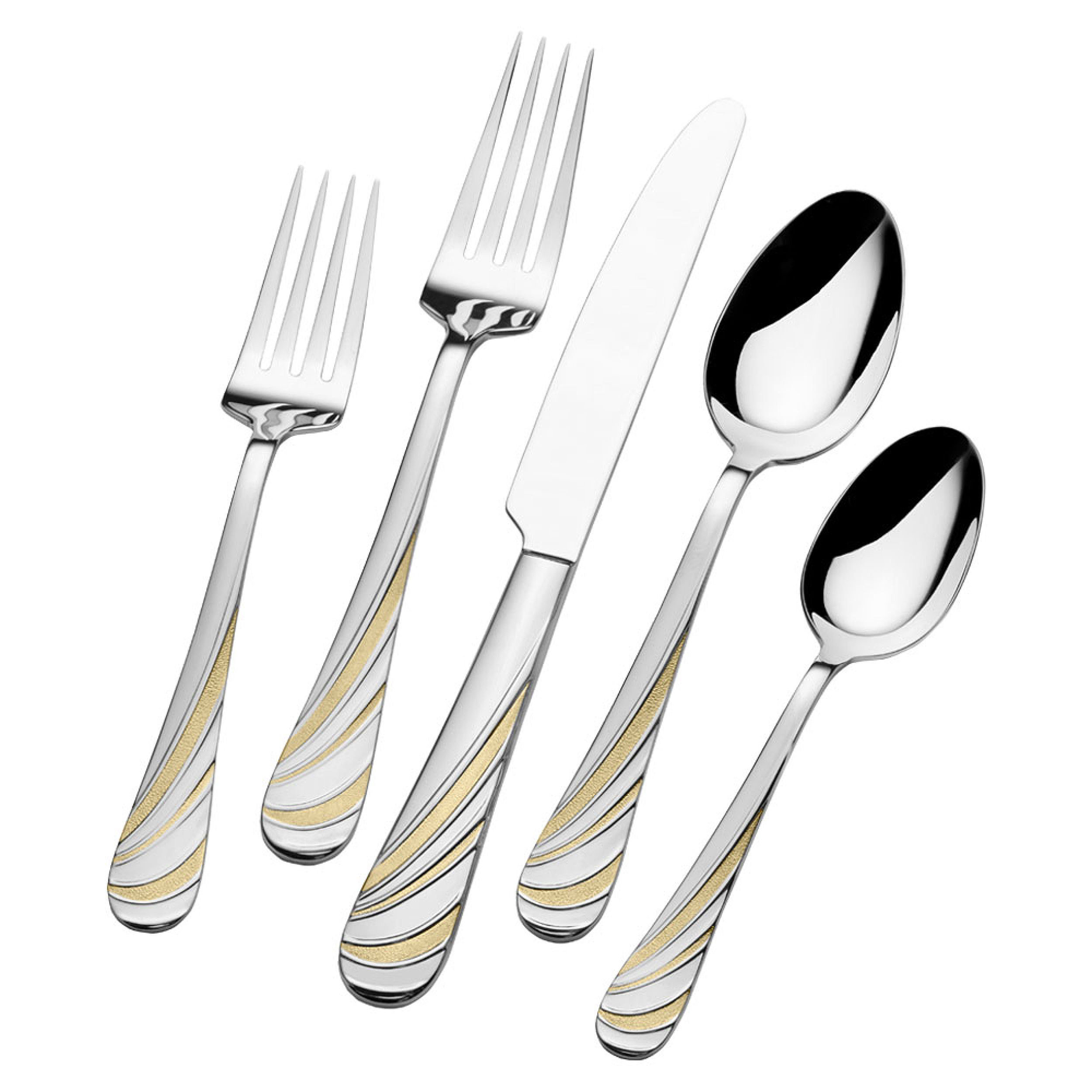 Mikasa Swirl Accent 20 Piece 18 10 Stainless Steel Flatware Set Mikasa Swirl Accent 20 Piece 18 10