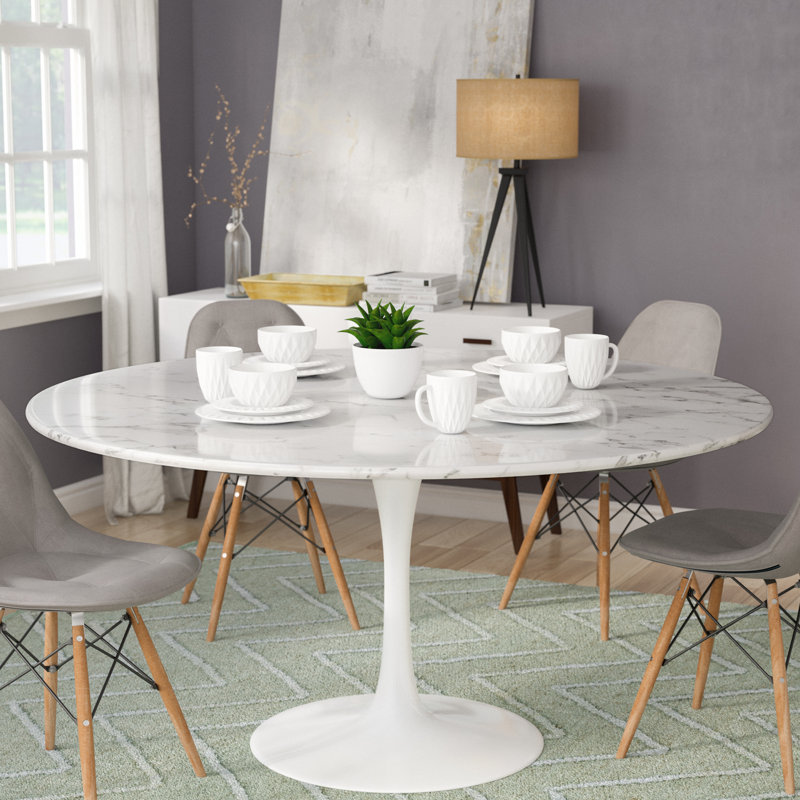 Langley Street Table De Salle A Manger Ronde En Marbre Artificiel