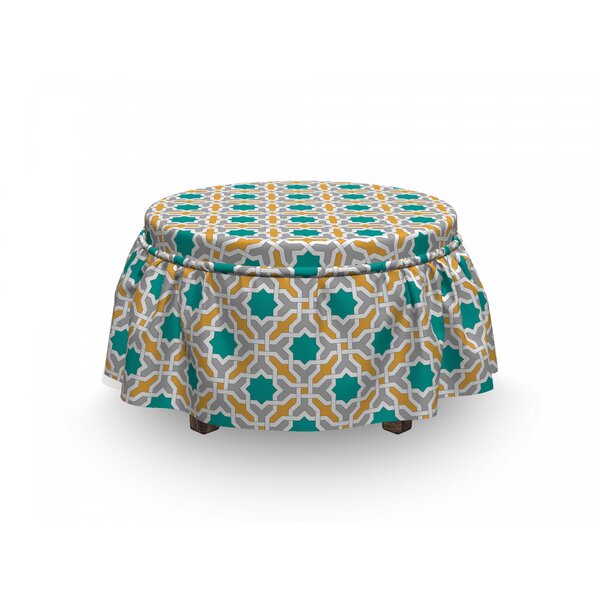 Oriental Eastern Design 2 Piece Box Cushion Ottoman Slipcover Set By East Urban Home