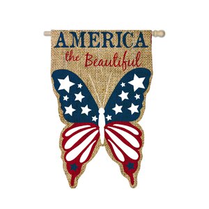 Erich Patriotic Burlap America the Beautiful 2-Sided Garden Flag
