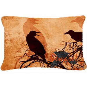 Beware of The Black Crows Halloween Indoor/Outdoor Throw Pillow