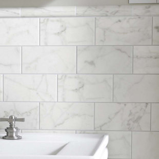 Matte Subway Tile You Ll Love Wayfair Karra Carrara 3 X 6 Ceramic Subway Tile In Matte White Gray