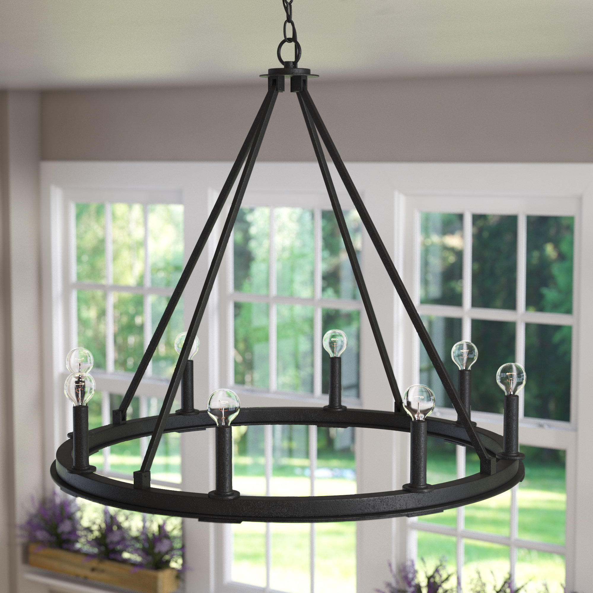 Shayla 8 Light Wagon Wheel Chandelier Shayla 8 Light Wagon Wheel Chandelier