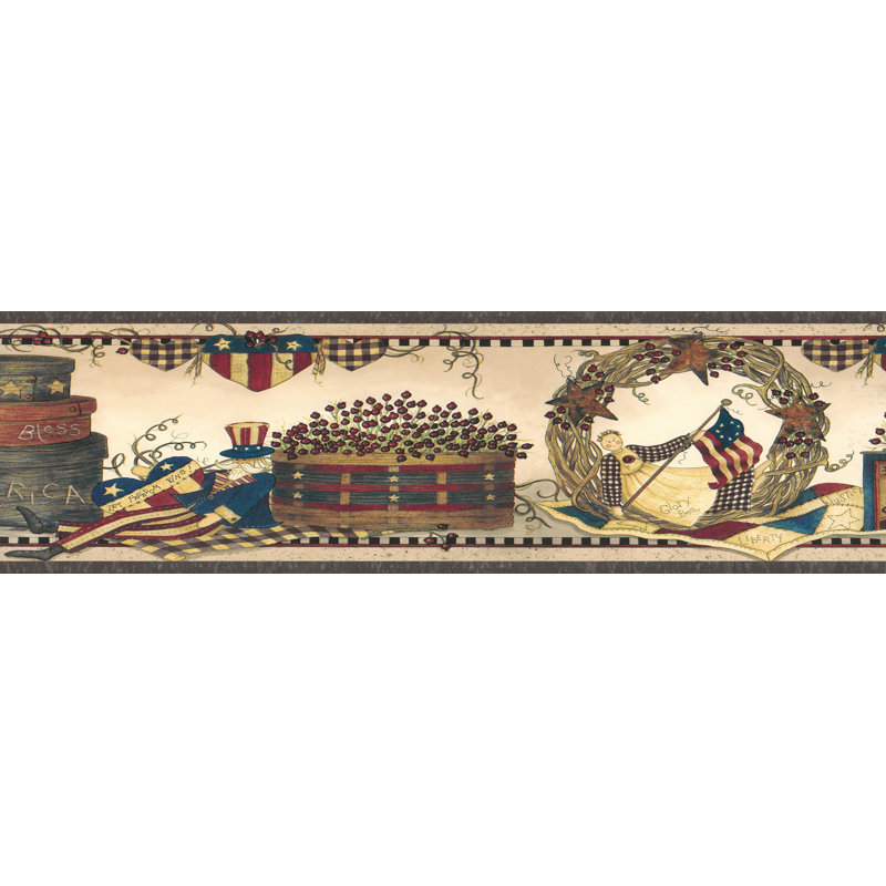 August Grove Dolcie Patriotic American Flag Angel Stars Freedom 15 L X 6 W Wallpaper Border Wayfair