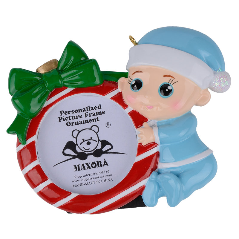 Personalized Photo Frame Baby Christmas Ornament Blue Nayancorporation Com