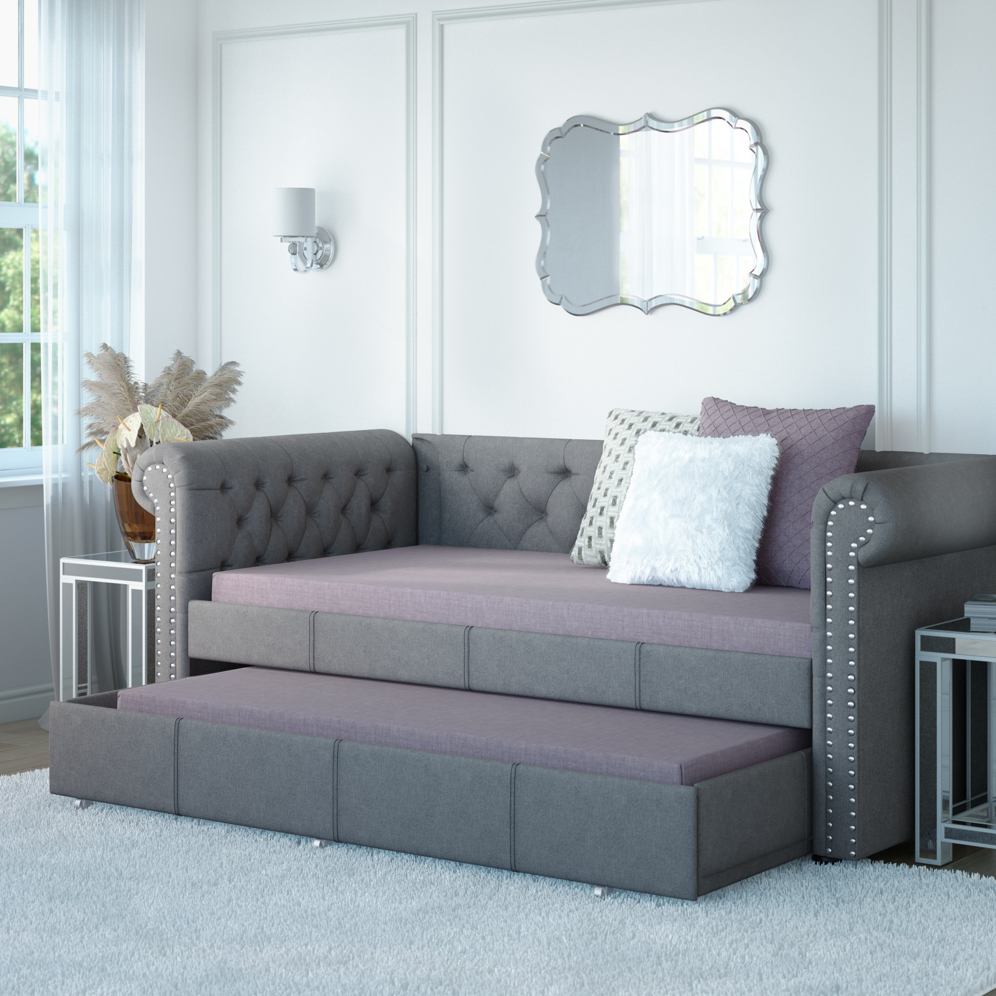 House Of Hampton Mickel Modern And Contemporary Fabric Twin Daybed Contemporary Fabric Twin Daybed