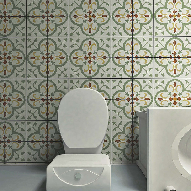 EliteTile Revive 7.75" x 7.75" Ceramic Field Tile in Sage Green and Off