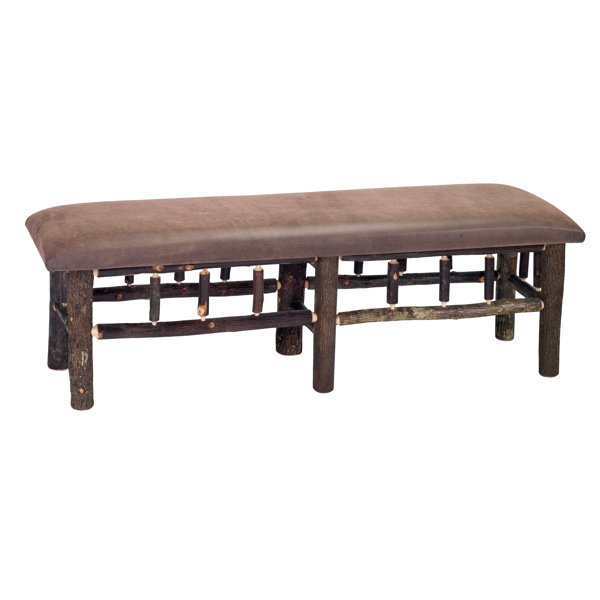 Hickory Leather Fabric Bench By Fireside Lodge 2019 Sale