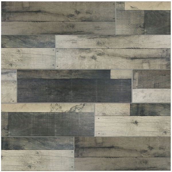Lena 7.88 x 23.63 Ceramic Wood Tile in Gris by EliteTile