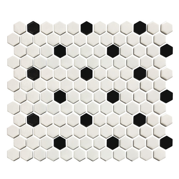 Value Series 1 x 1 Porcelain Mosaic Tile in White/Black by WS Tiles