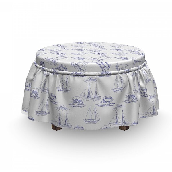 Ships And Waves Maritime Art Ottoman Slipcover (Set Of 2) By East Urban Home