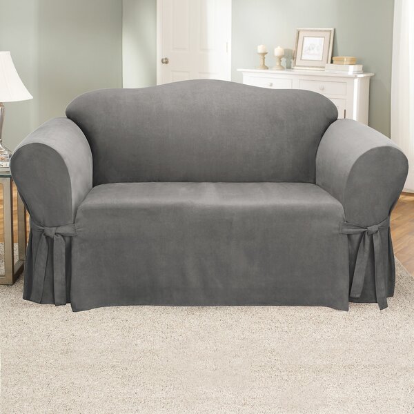 Soft Suede Furniture Box Cushion Loveseat Slipcover By Sure Fit