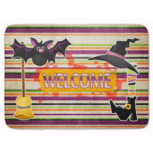Halloween Witch Costume and Broom Memory Foam Bath Rug