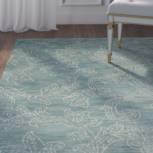 Prescot Hand-Tufted Wool Teal Area Rug